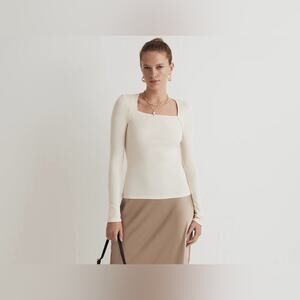 Madewell Angled-Neck Long-Sleeve Top size M